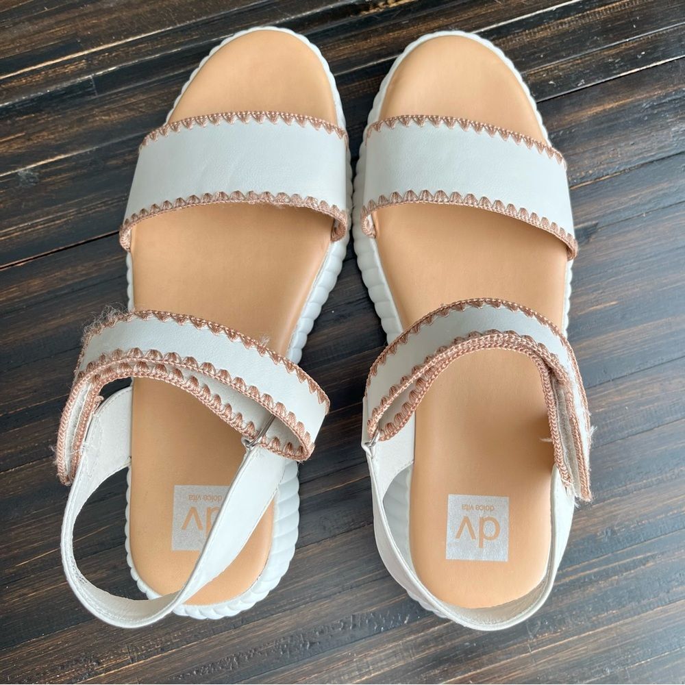 DV by Dolce Vita White Platform Sandal with Tan Stitching - Picture 8 of 14